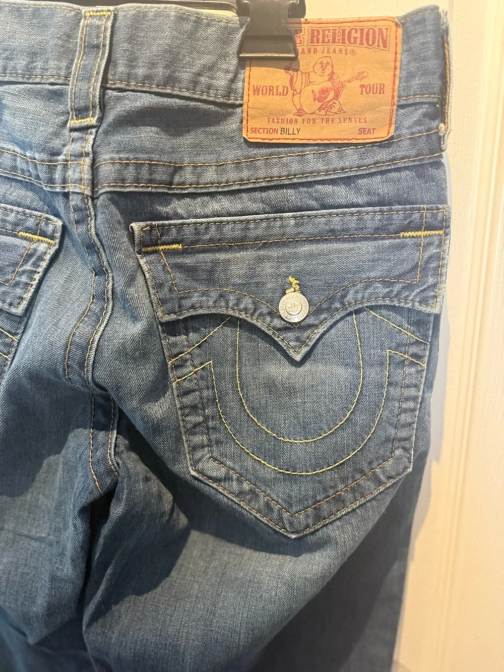 True Religion Jeans Mens 32x33 Blue Billy Boot Leg Contrast Stitch